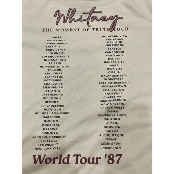 Whitney Houston T-Shirt Women’s Small White The Moment of Truth 1987 Tour - Picture 5 of 6